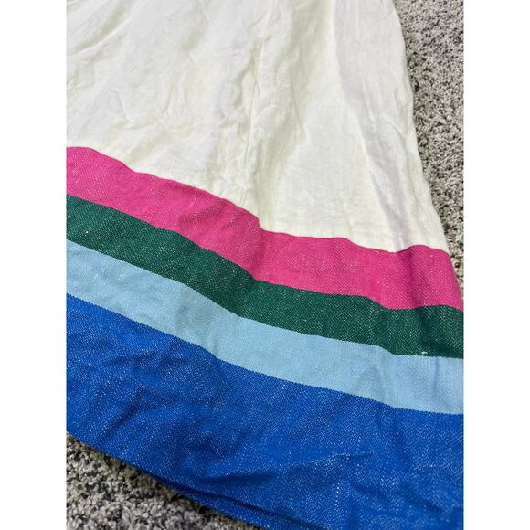 Boden Willa Midi Button Dress, Women’s 12R White/Blue Striped, Linen Summer - Picture 4 of 10